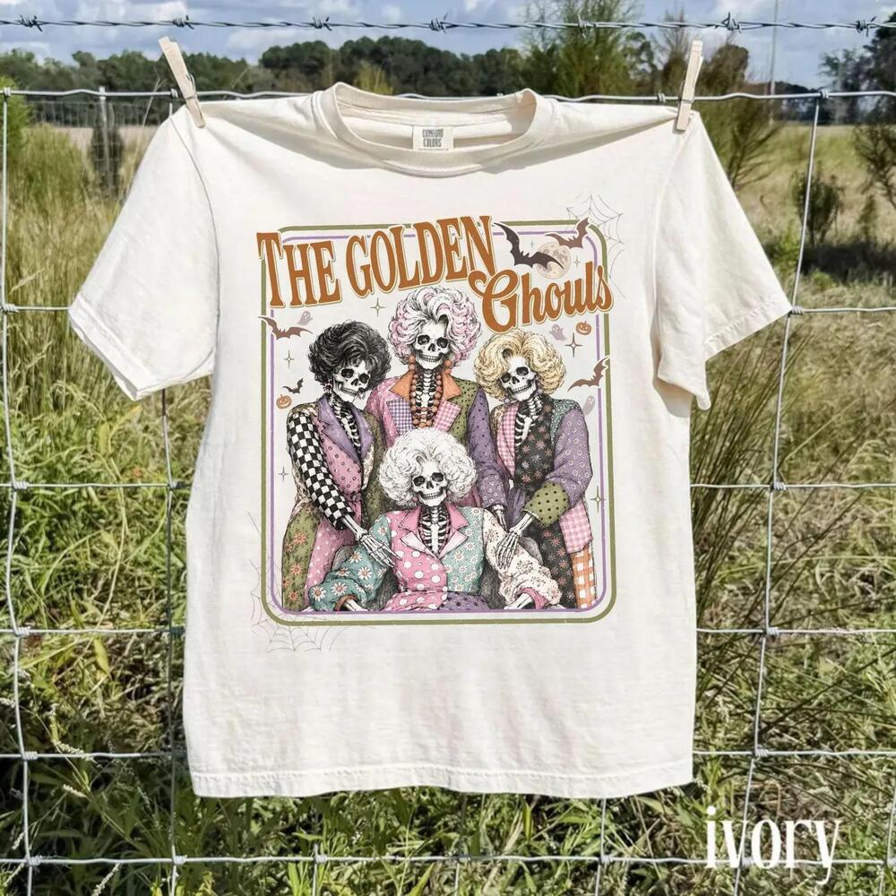 The Golden Ghouls  Shirt, Retro Spooky Graphic Tshirt For Halloween